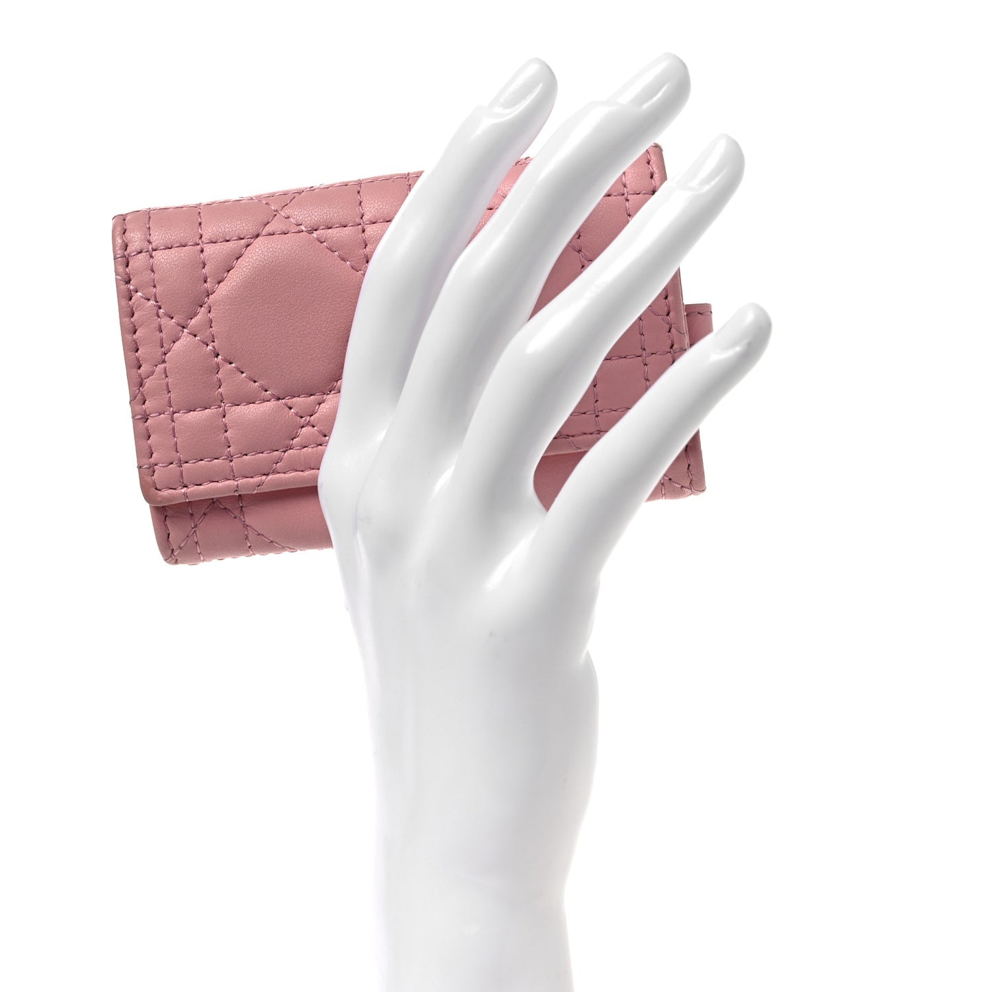 Lambskin Cannage Miss Dior 4 Key Holder Wallet Pink