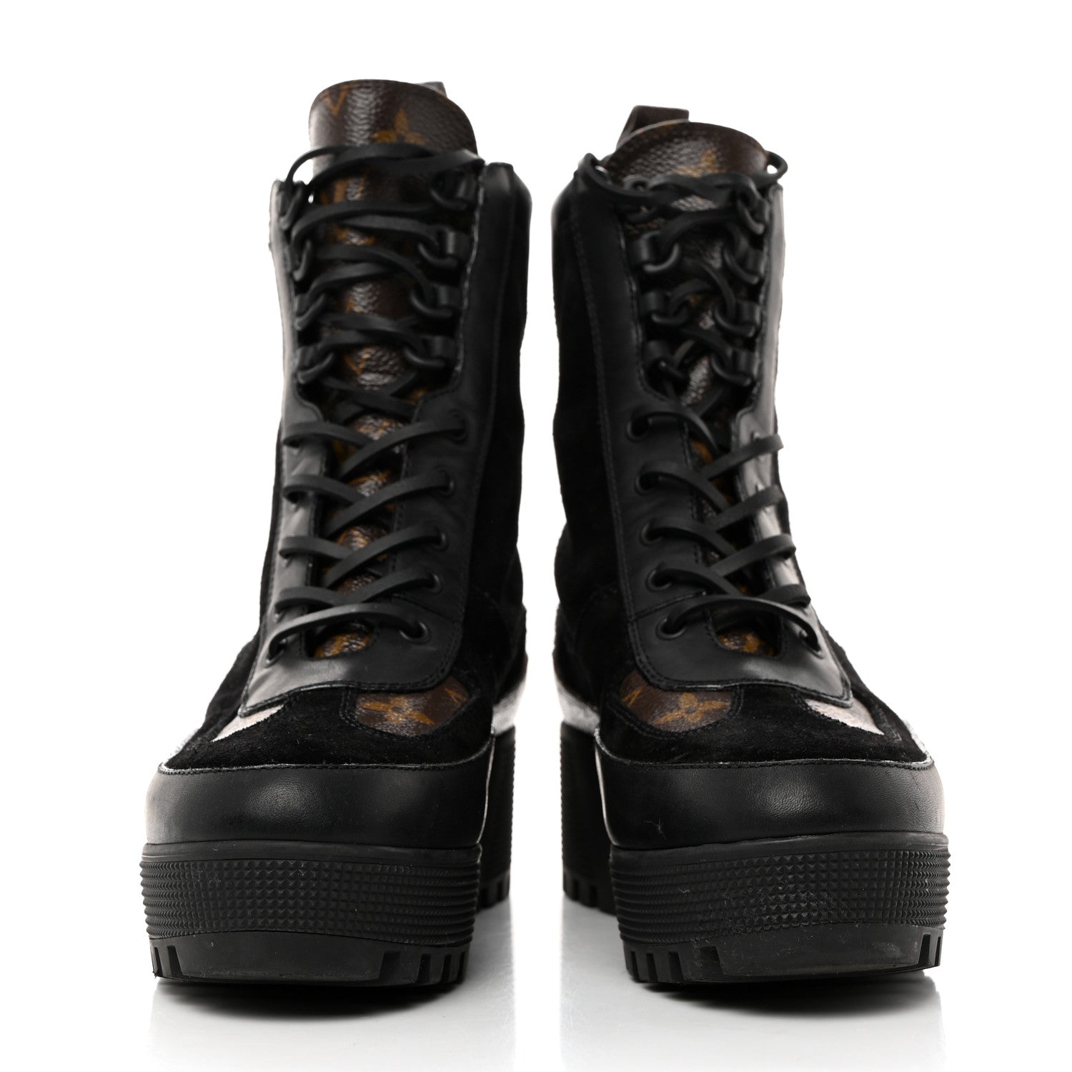 Louis Vuitton Suede Calfskin Monogram Laureate Platform Desert Boots 39.5 Black 2 of 8