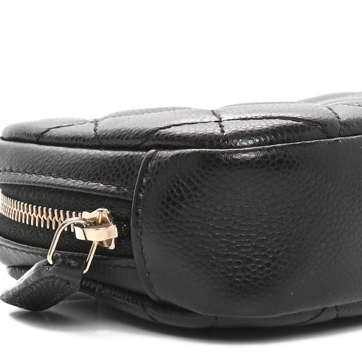 Caviar Quilted Small Curvy Pouch Cosmetic Case Black