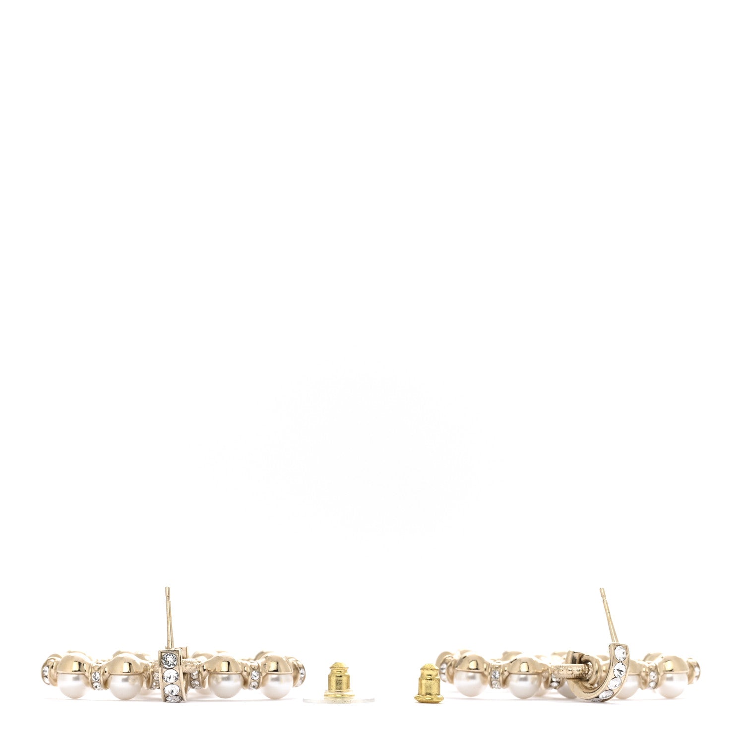 Chanel Pearl Crystal Nefertiti CC Drop Earrings Gold 3 of 4