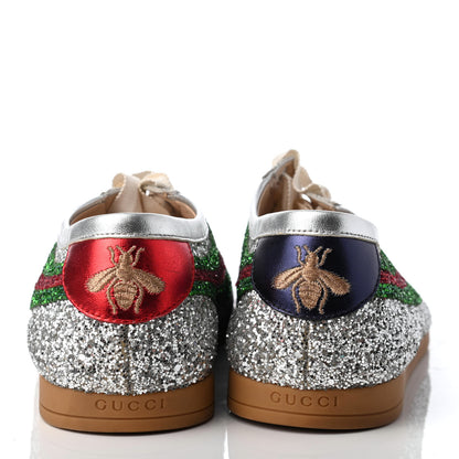 Gucci Glitter Fabric Web Mens Falacer Sneakers 7 Silver 5 of 9