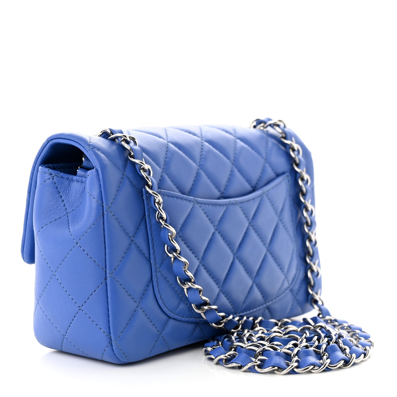 Chanel Lambskin Quilted Mini Rectangular Flap Blue 3 of 12