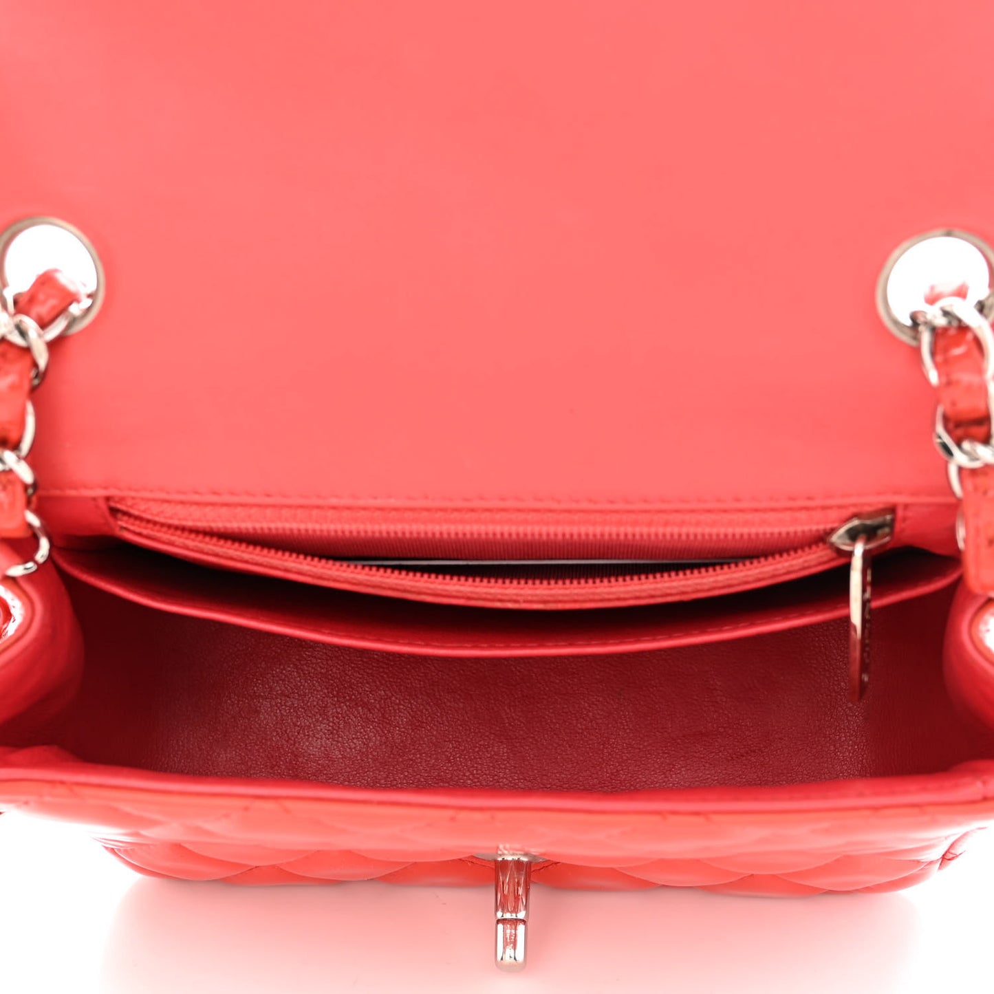 Patent Quilted Mini Square Flap Red