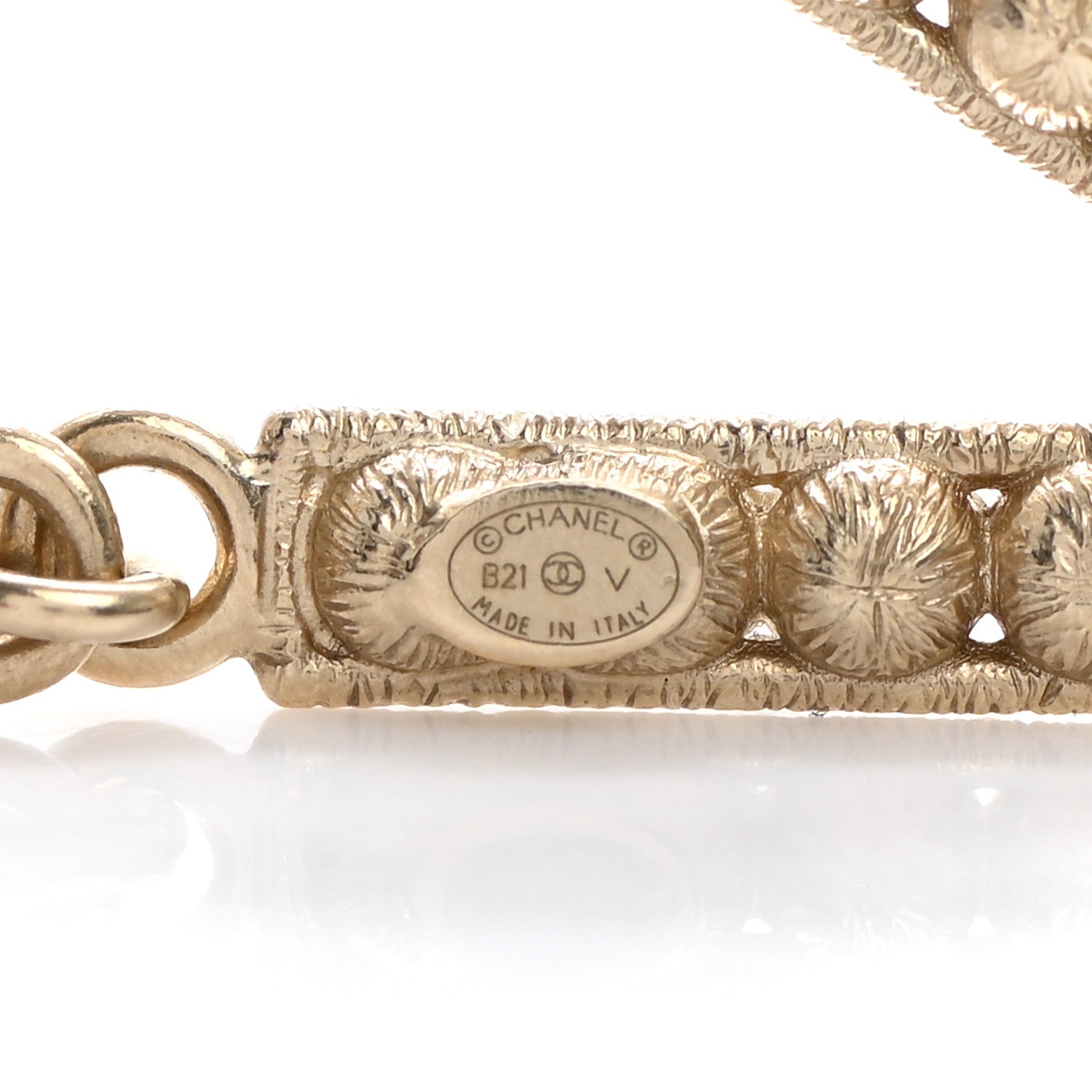 Chanel Crystal Cha-Nel Logo Drop Earrings Gold 4 of 5