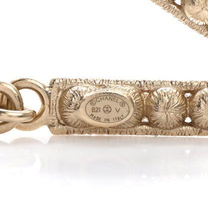 Chanel Crystal Cha-Nel Logo Drop Earrings Gold 4 of 5