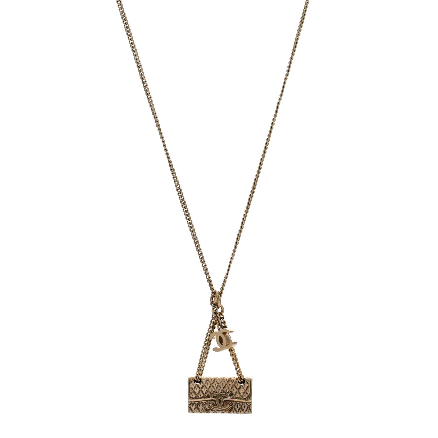 Metal Flap Bag Necklace Gold