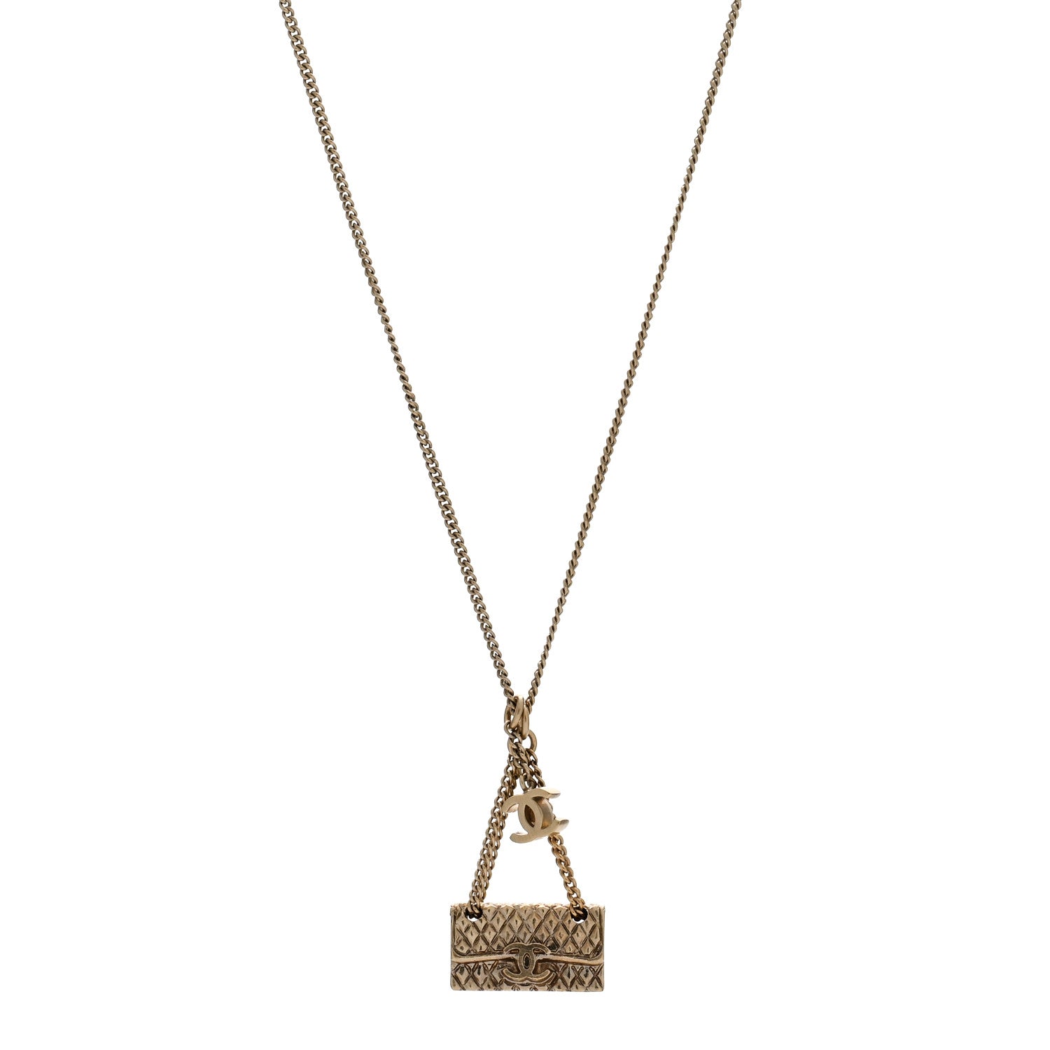 Chanel Metal Flap Bag Necklace Gold 1 of 5