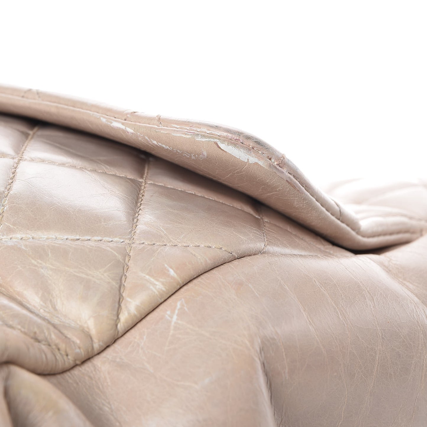 Glazed Calfskin Quilted Large Duo Color Tote Light Pink