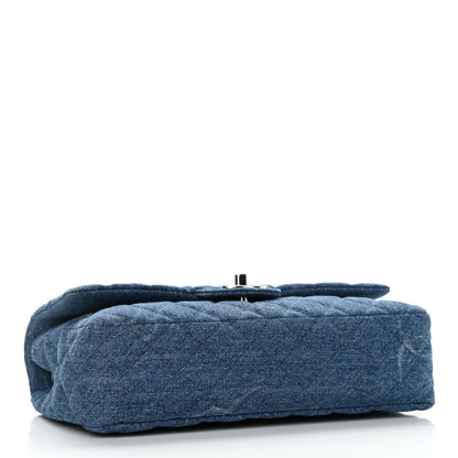 Chanel Denim Quilted CC Print Medium Single Flap Blue 3 of 11