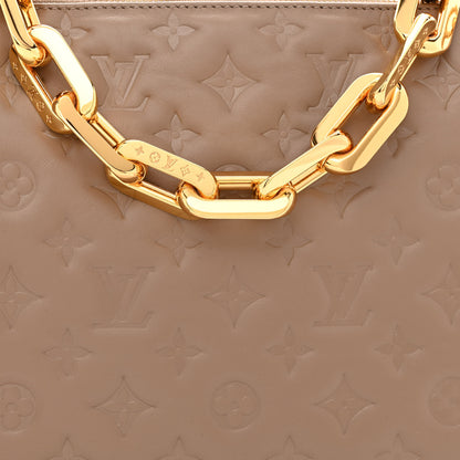 Louis Vuitton Lambskin Embossed Monogram Coussin MM Taupe 9 of 11