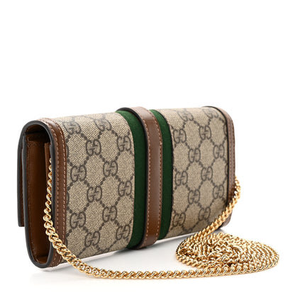 Gucci GG Supreme Monogram Azalea Calfskin Web Jackie 1961 Chain Wallet Beige Ebony Brown Sugar 4 of 14