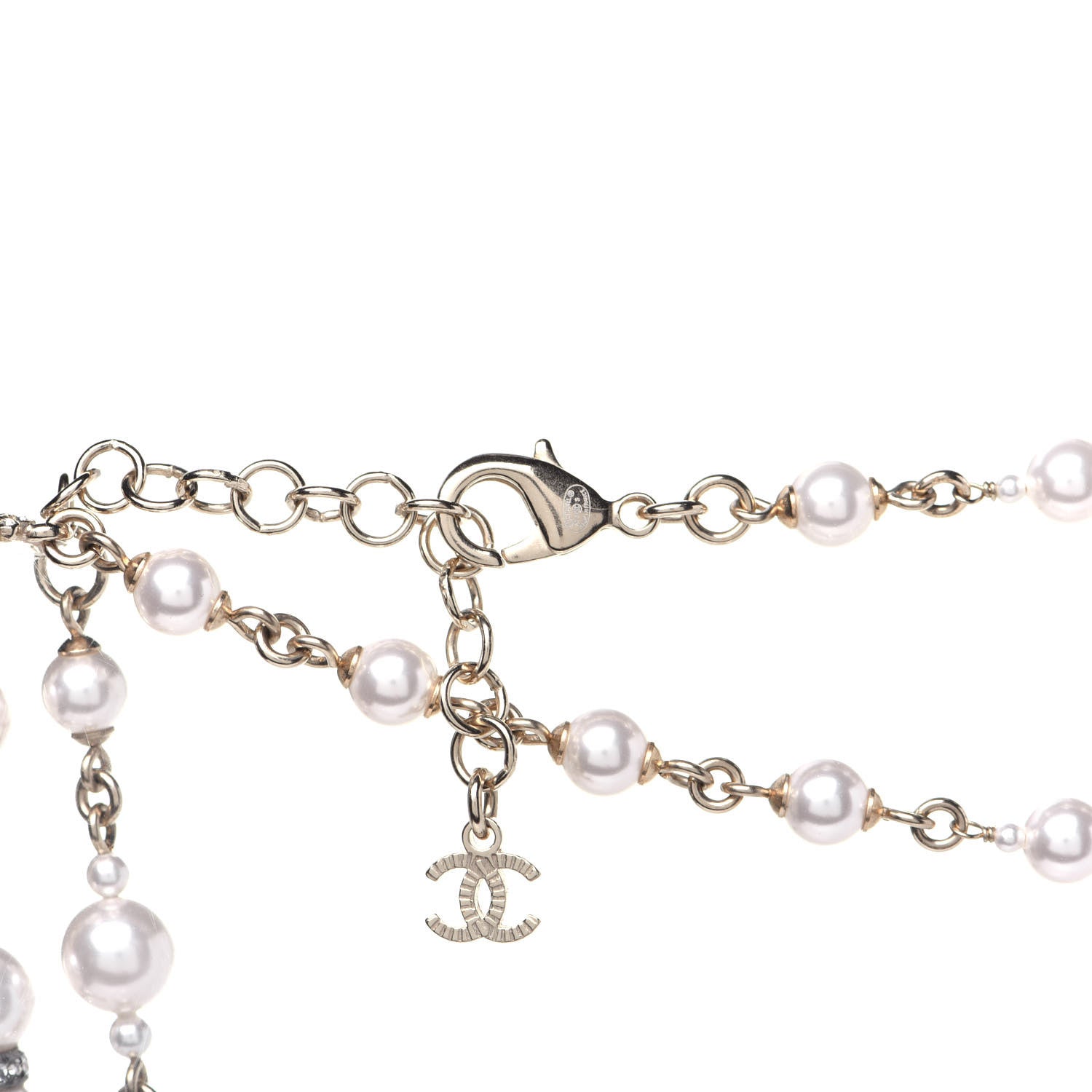 Chanel Pearl Crystal Queen of France Multi Strand Necklace Gold 4 of 7
