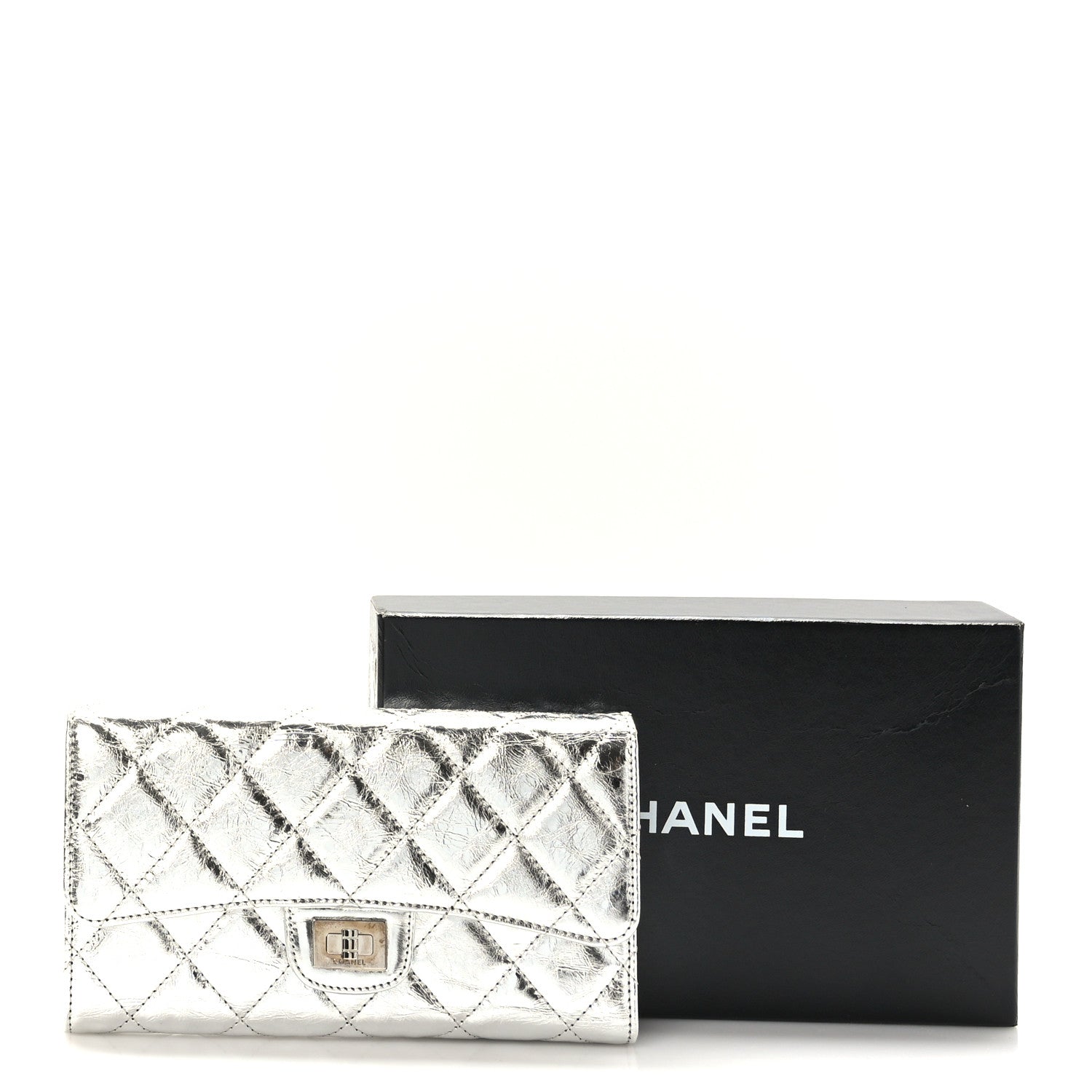 Chanel Metallic Aged Calfskin Quilted Reissue Long Flap Wallet Light Silver 7 of 7