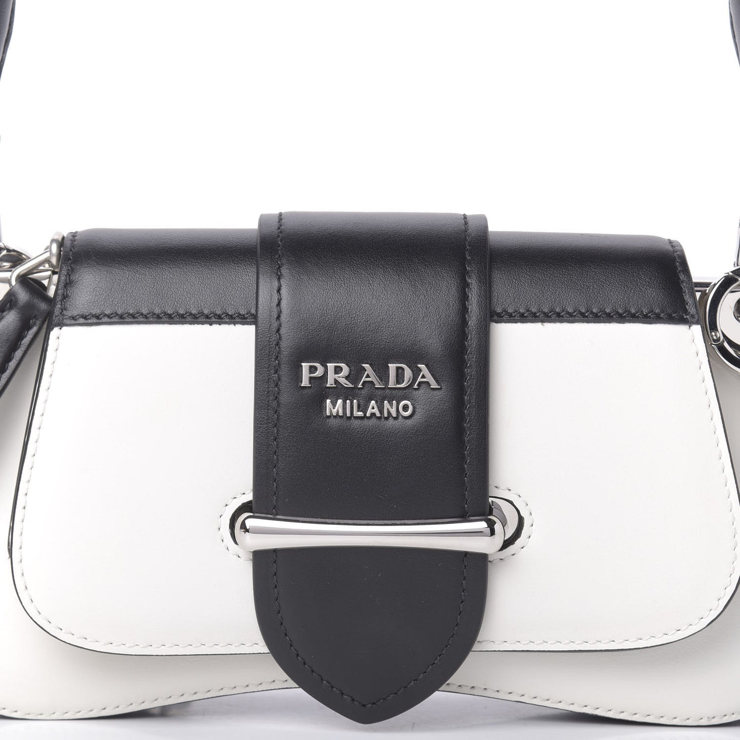 City Calfskin Sidonie Shoulder Bag White Black