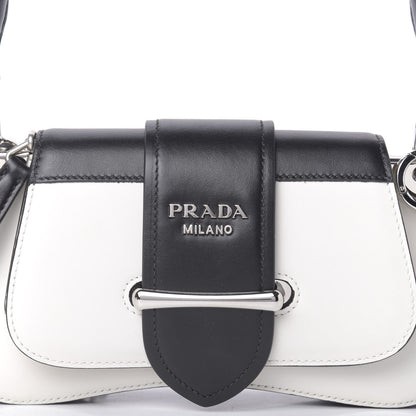 Prada City Calfskin Sidonie Shoulder Bag White Black 11 of 11