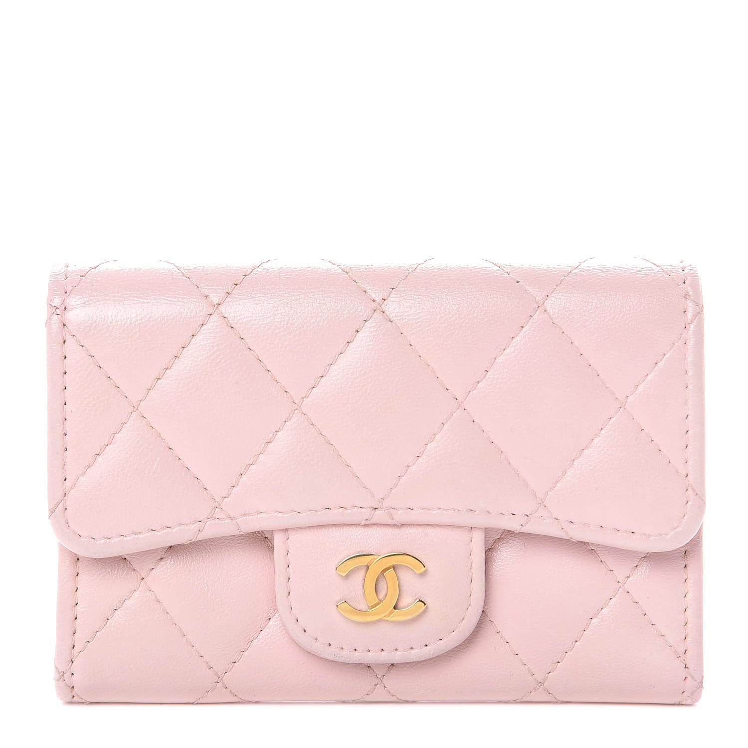 Chanel Lambskin Quilted Flap Card Holder Light Pink 1 of 8