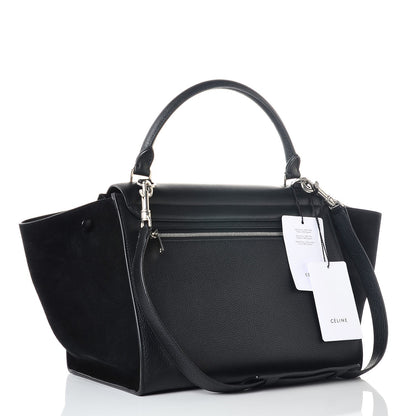Celine Drummed Calfskin Suede Medium Trapeze Black 3 of 6