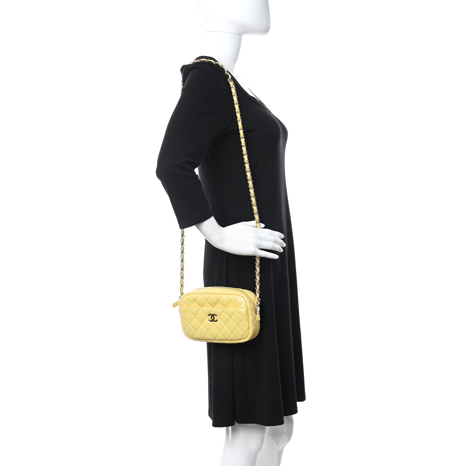 Chanel Iridescent Caviar Quilted Small Timeless Camera Case Yellow 2 of 10