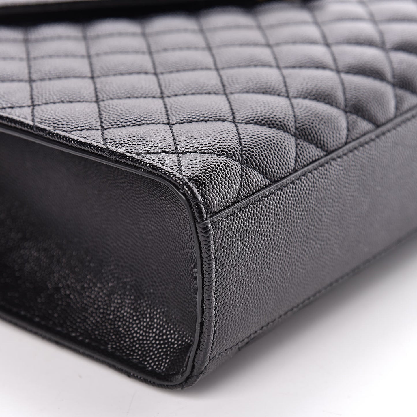 Grain De Poudre Textured Mixed Matelasse Large Triquilt Monogram Satchel Black