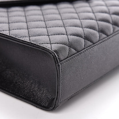 Saint Laurent Grain De Poudre Textured Mixed Matelasse Large Triquilt Monogram Satchel Black 8 of 10