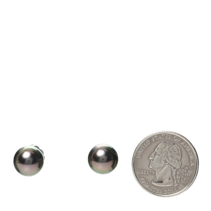 Mikimoto 18K White Gold Black South Sea Pearl 11mm Stud Earrings 2 of 4