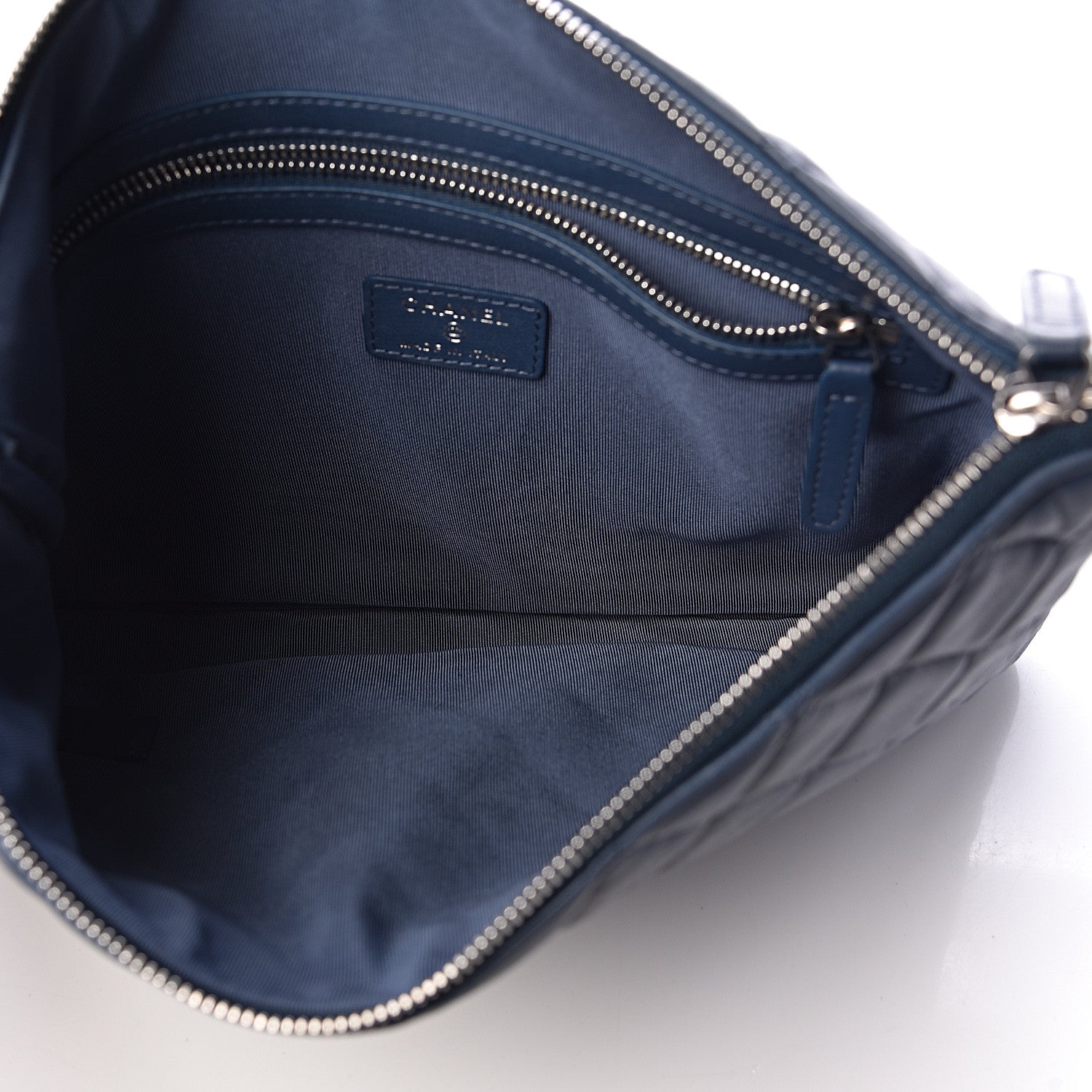 Chanel Lambskin Quilted Medium Cosmetic Case Dark Blue 5 of 8