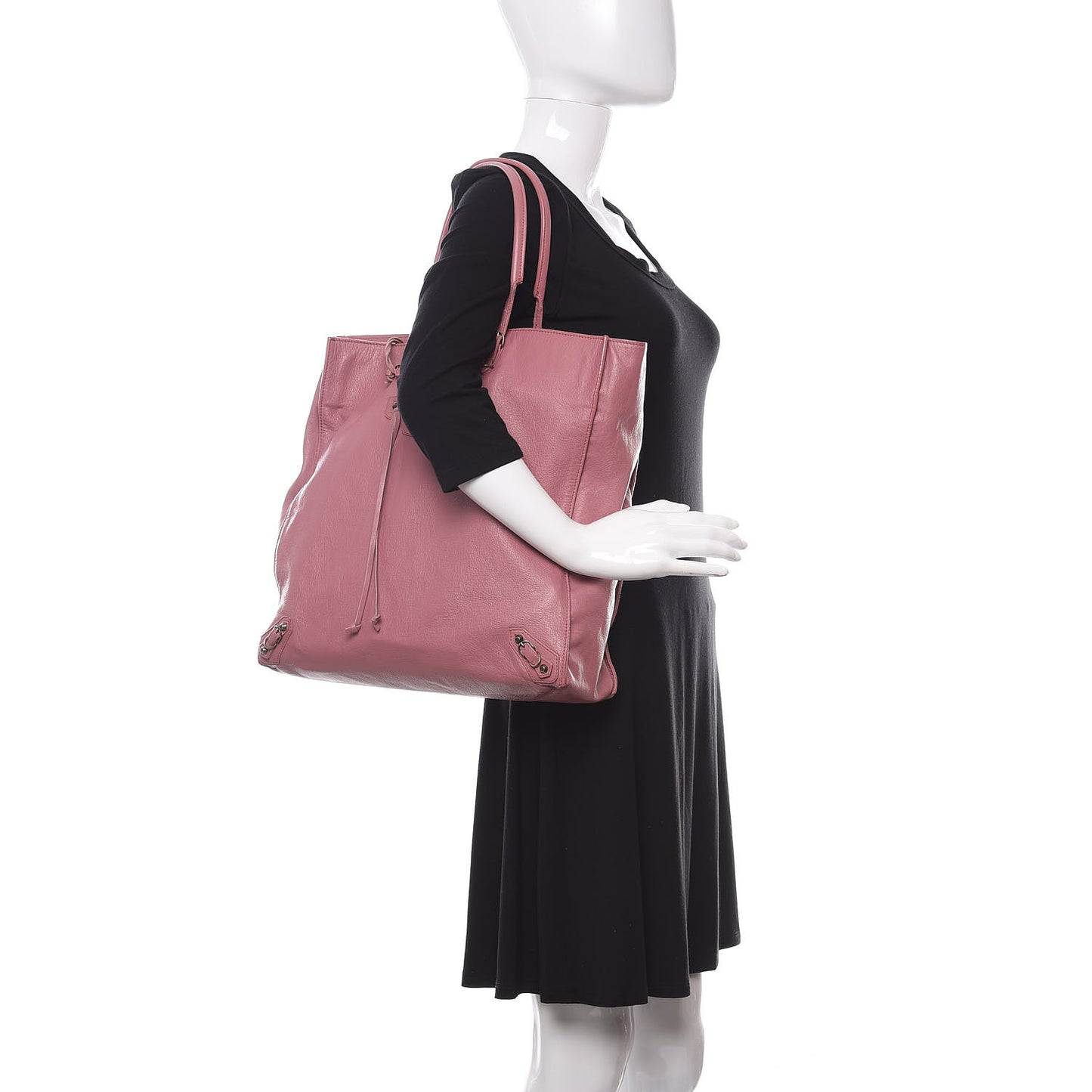 Calfskin Papier Ledger Tote Pink