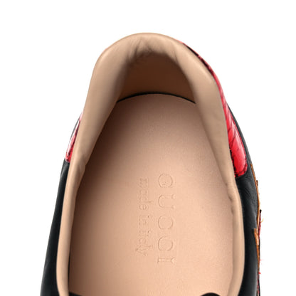 Gucci Calfskin Ayers Web Flames Embroidered Mens Ace Sneakers 11.5 Black 9 of 10