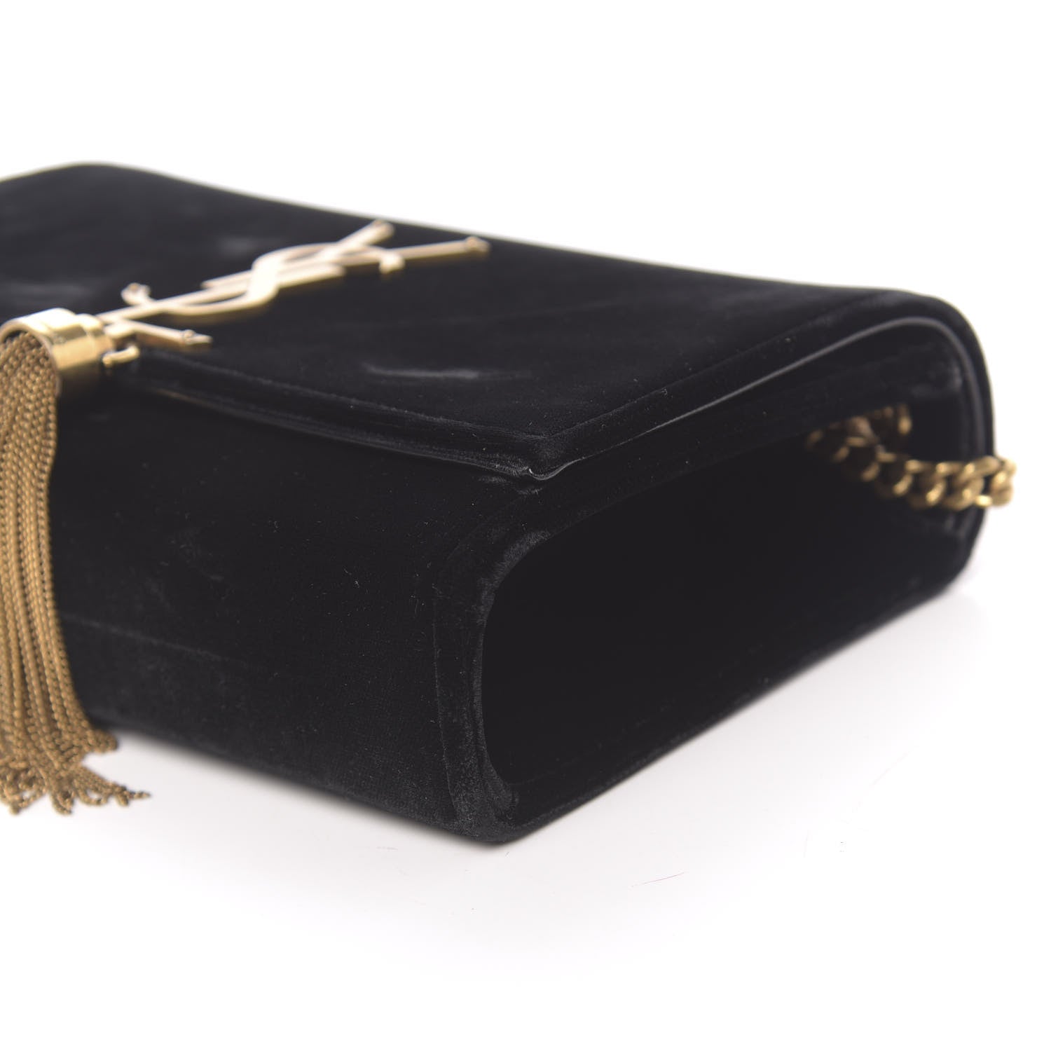 Saint Laurent Velvet Small Monogram Kate Tassel Shoulder Bag Black 8 of 14