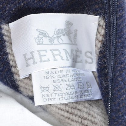 Hermes Wool Cashmere Avalon Pillow GM Ecru Gris Fonce 4 of 4