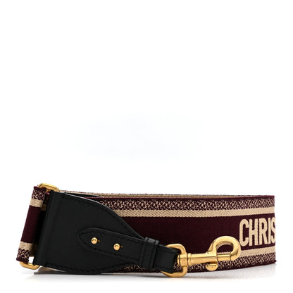 Christian Dior Canvas Embroidered Shoulder Strap Burgundy 1 of 7