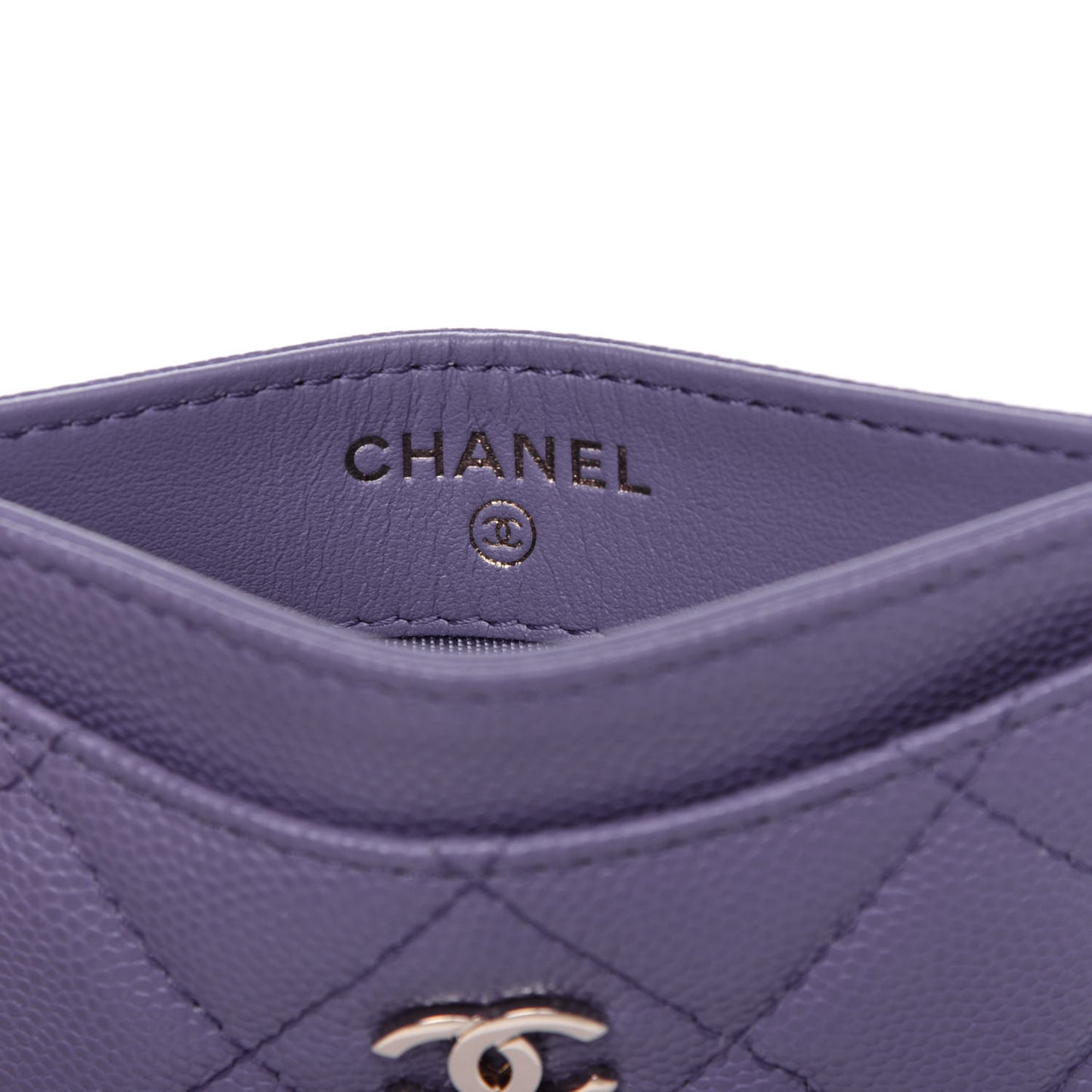 Caviar Quilted Card Holder Purple