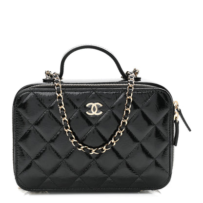 Chanel Shiny Lambskin Quilted CC Vanity Case Black 1 of 12