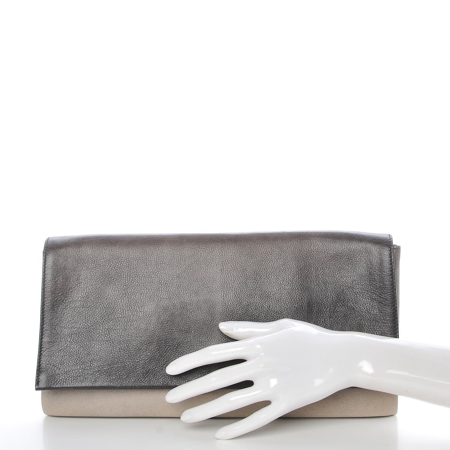 Prada Glace Calf Fold Over Clutch Ombre Ardesia Talco 2 of 7