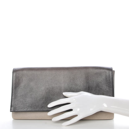 Prada Glace Calf Fold Over Clutch Ombre Ardesia Talco 2 of 7