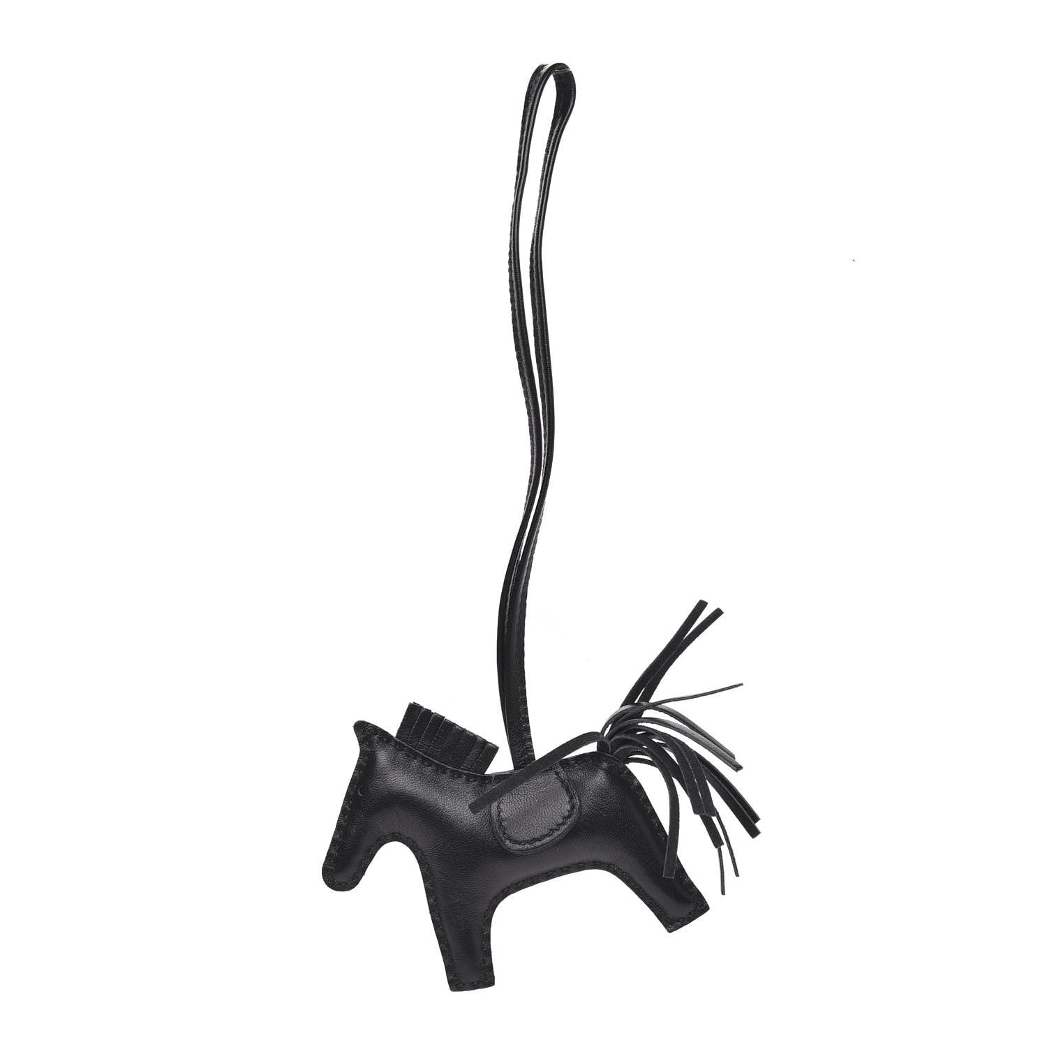 Hermes Milo Lambskin Grigri Rodeo Horse Bag Charm PM So Black 1 of 3
