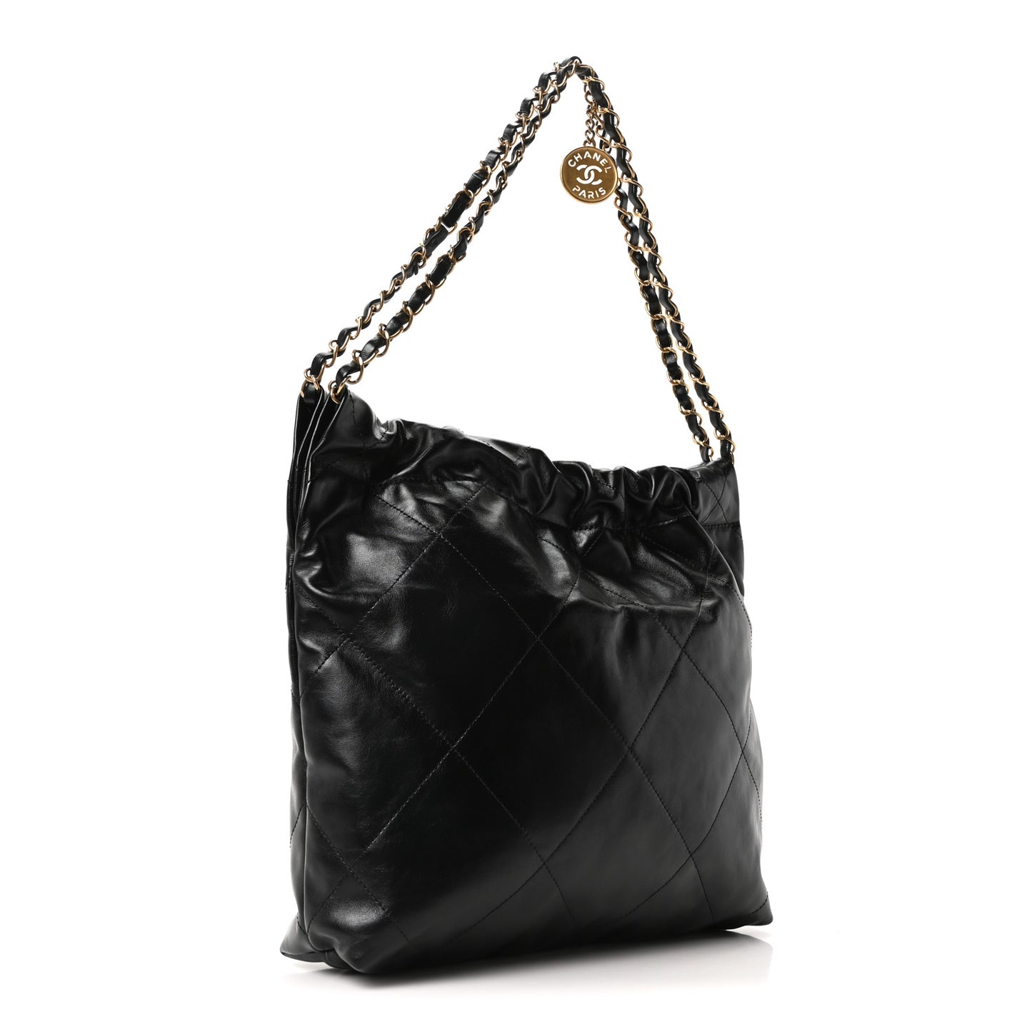 Shiny Calfskin Quilted Small Chanel 22 Black