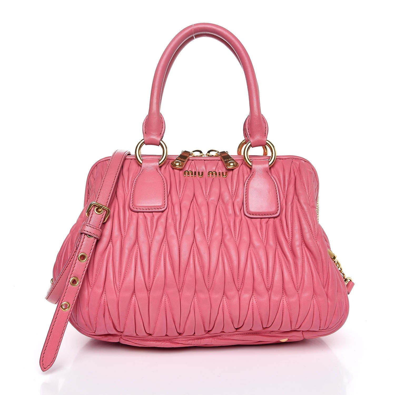 Miu Miu Nappa Matelasse Bauletto Top Handle Bowler Loto 1 of 12