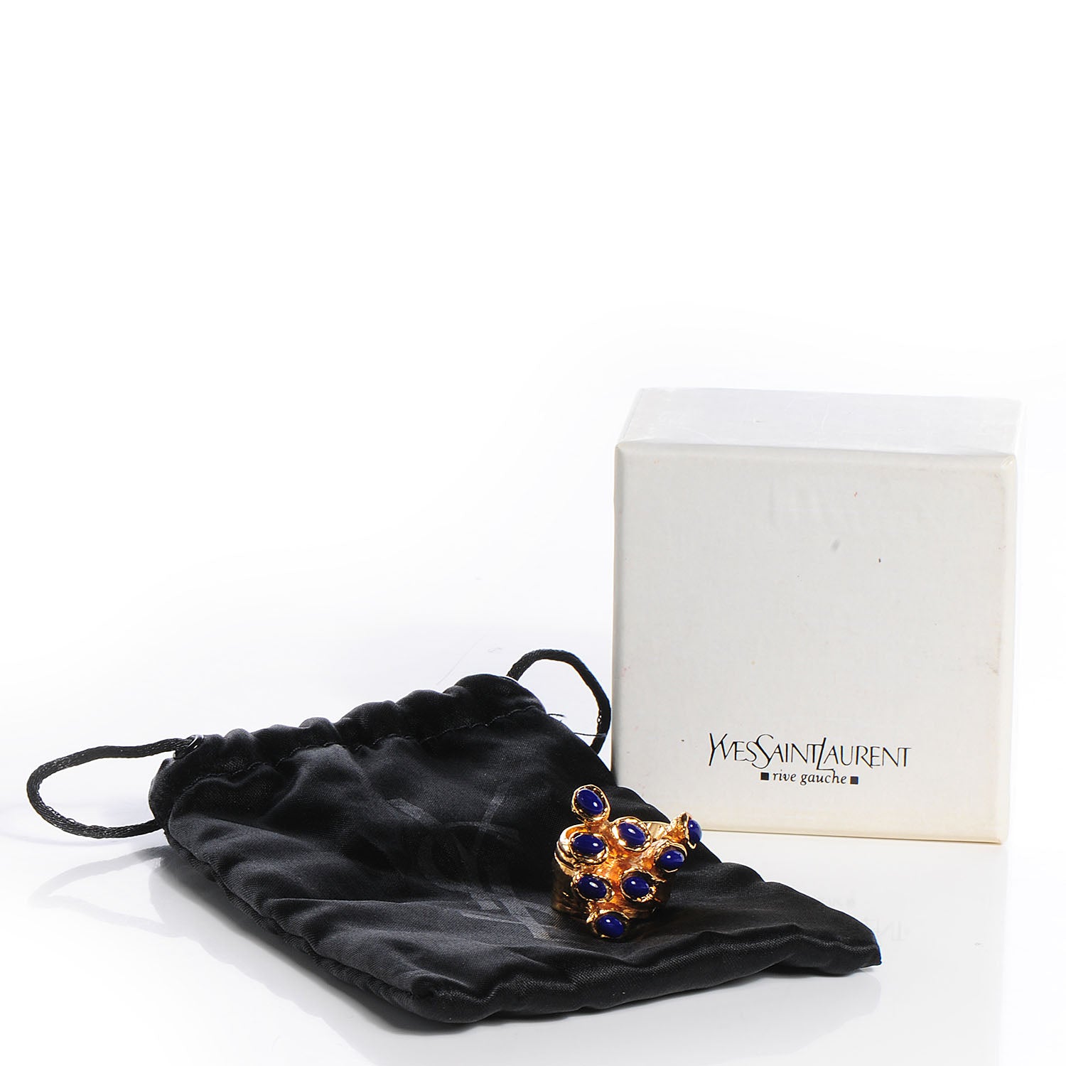 Saint Laurent Arty Dots Ring Gold Blue 7.25 5 of 5