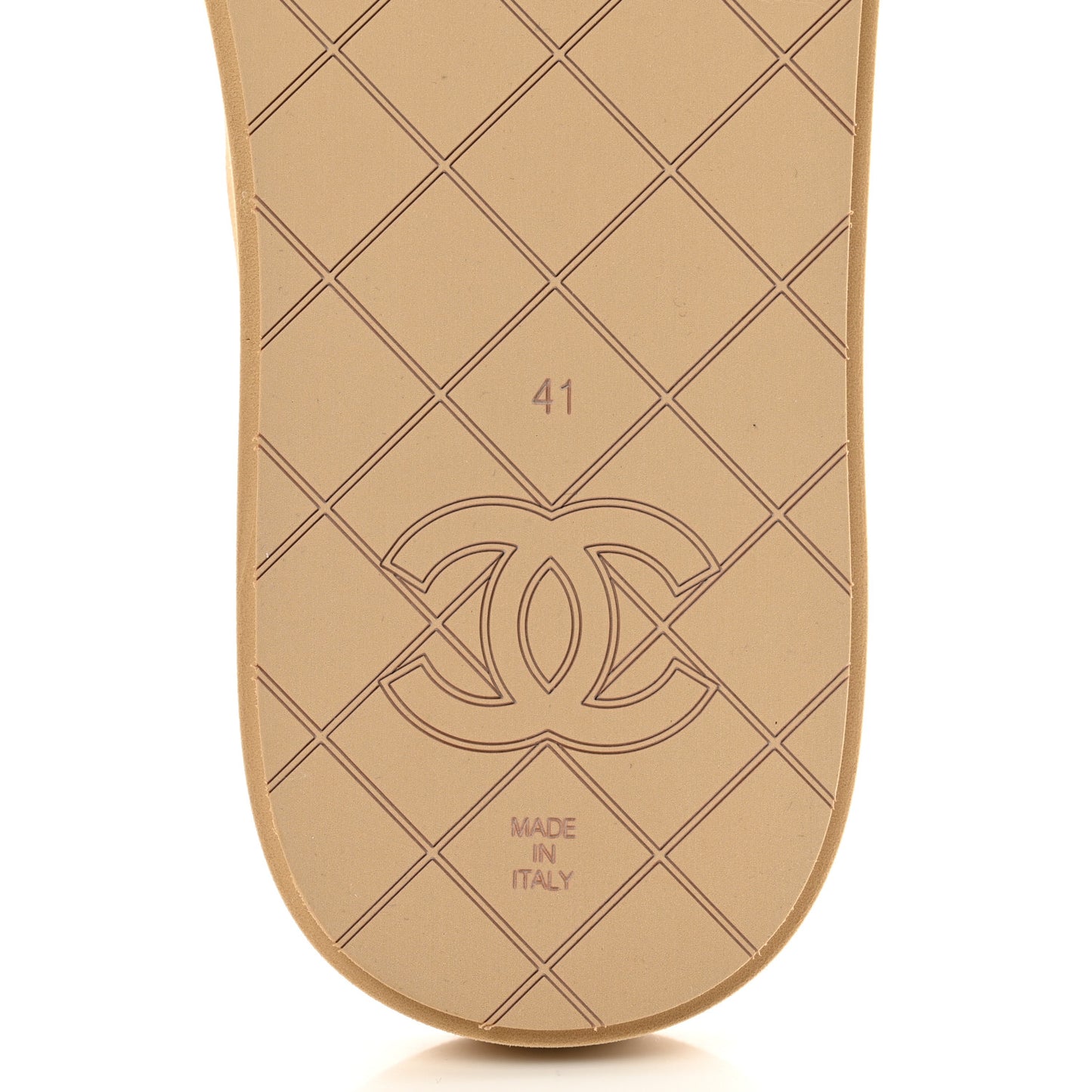 Lambskin Quilted Padded Charms Thong Sandals 41 Beige