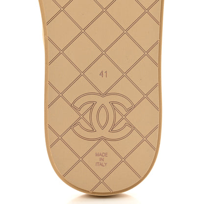 Chanel Lambskin Quilted Padded Charms Thong Sandals 41 Beige 6 of 7