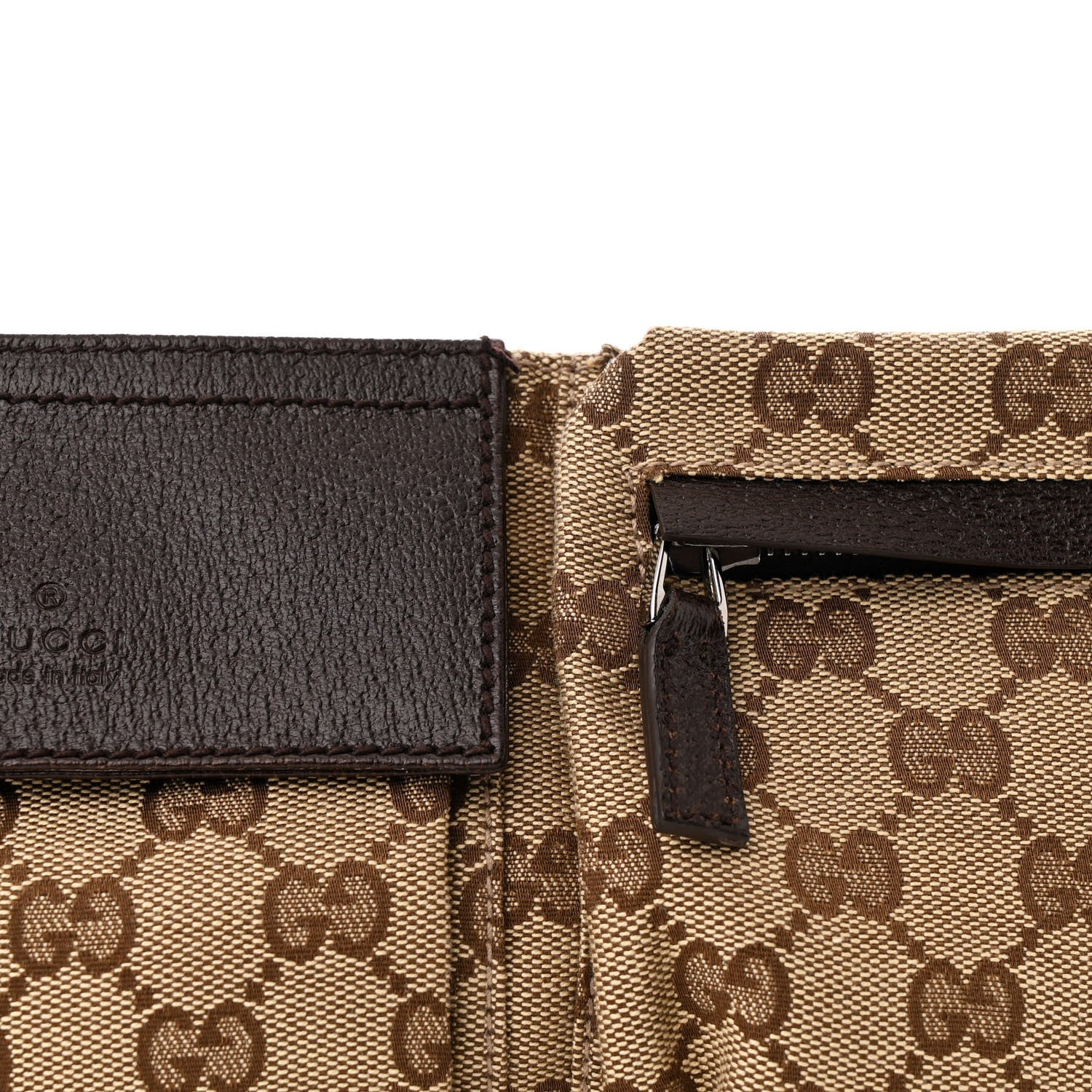 Gucci GG Monogram Web Double Pocket Belt Bag Dark Brown 8 of 10