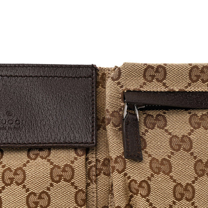 Gucci GG Monogram Web Double Pocket Belt Bag Dark Brown 8 of 10