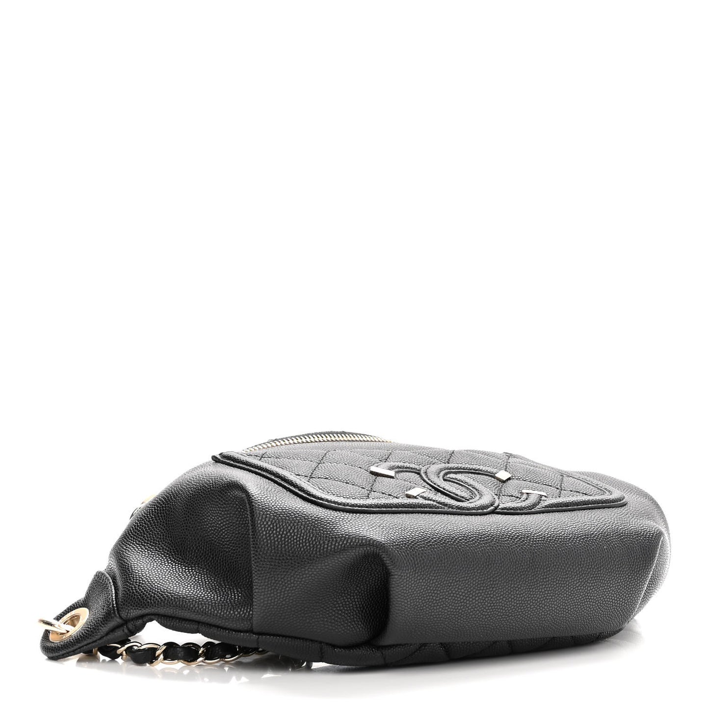 Caviar Quilted Filigree Waist Bag Black