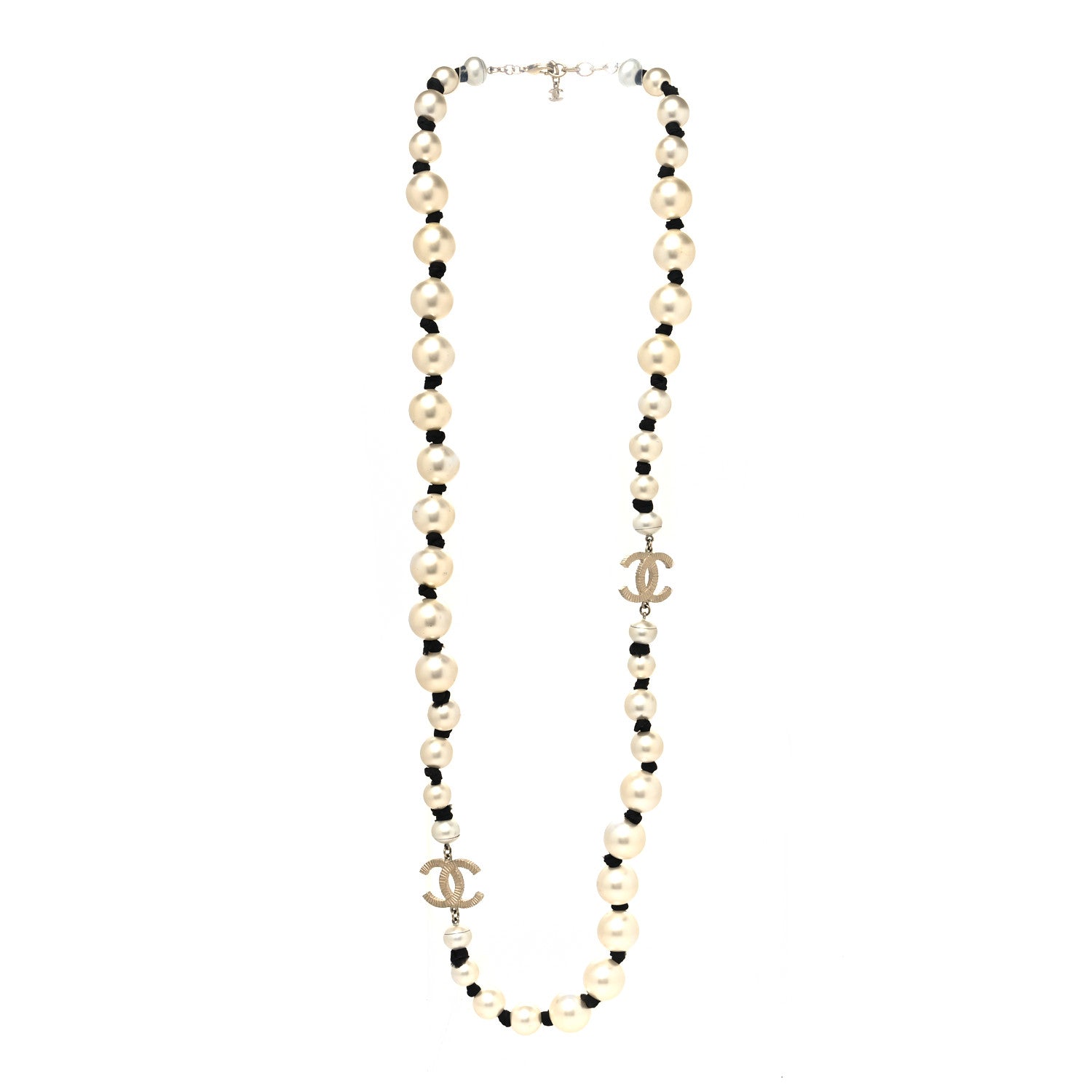 Chanel Pearl Grosgrain CC Long Necklace Gold 3 of 6
