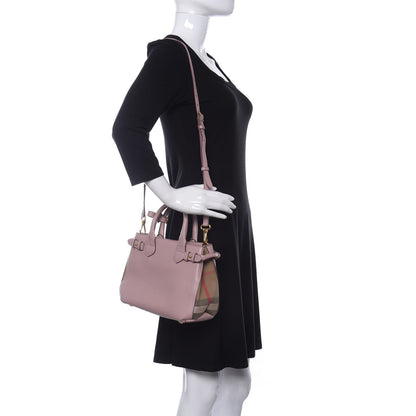 Burberry Grainy Calfskin House Check Small Banner Tote Pale Orchid 2 of 16