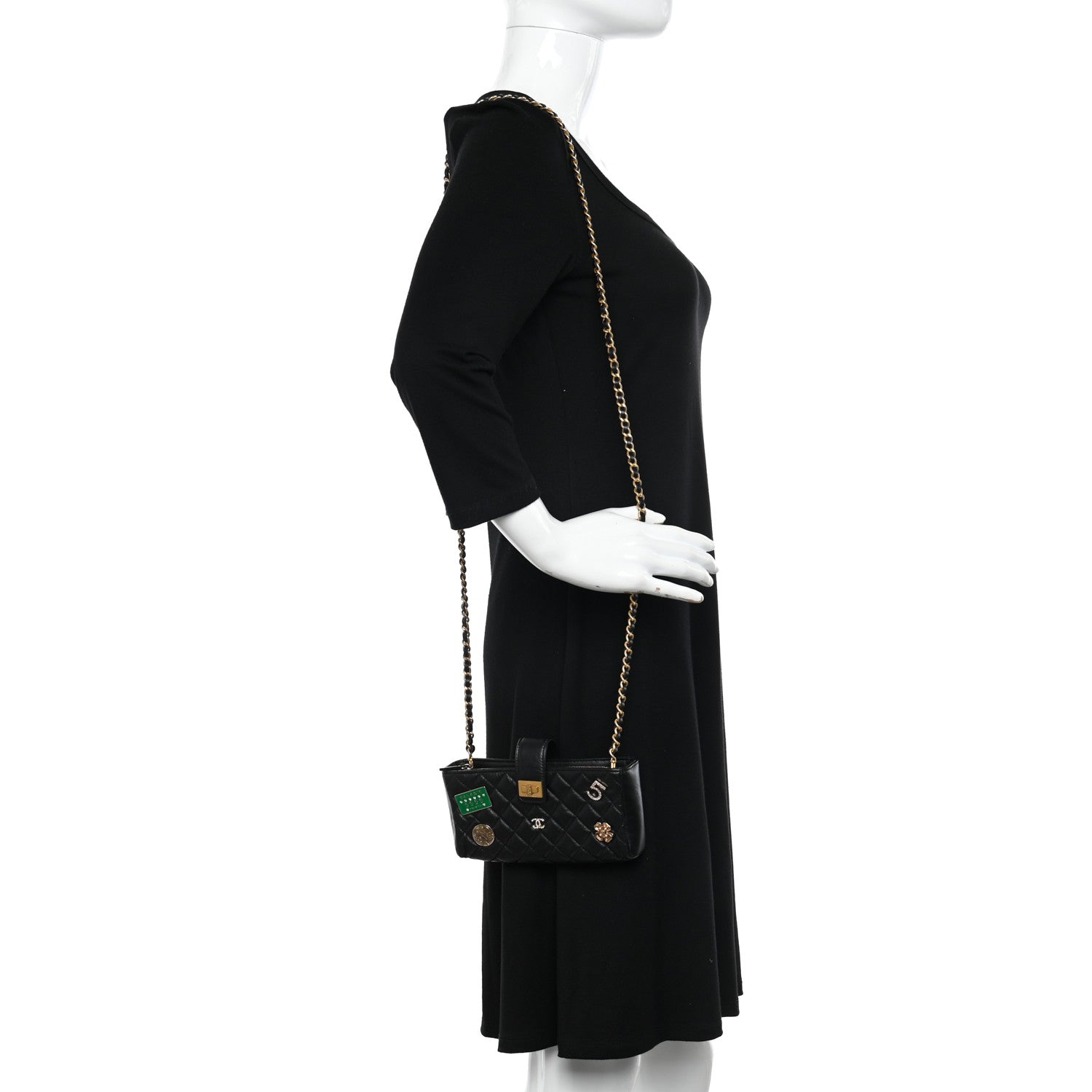 Chanel Aged Calfskin Lucky Charms 2.55 Reissue Mini Clutch With Chain Black 2 of 13