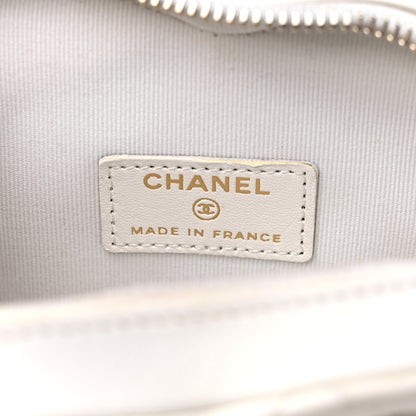 Chanel Lambskin Quilted CC In Love Heart Clutch With Chain White 6 of 13