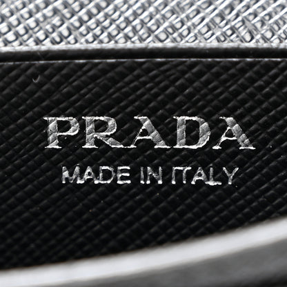 Prada Saffiano Robot Metal Bi-Fold Card Holder Wallet Black Cromo 6 of 10