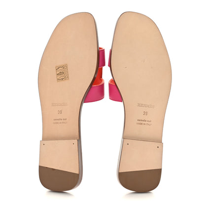 Hermes Box Calfskin Oran Sandals 39 Rose Flash Orange H 5 of 9